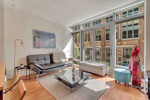 Living room featuring wood finished floors