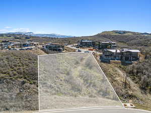 Drone / aerial view with a mountain view