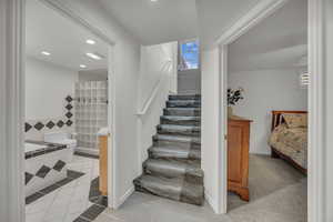 Stairway to rear yard.