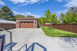 View of detached oversized  4 car garage