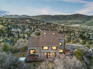 Aerial view featuring a mountain view