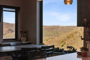 Dining space with a mountain view