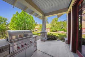 View of patio with grilling area