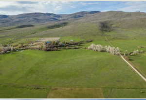 Bird's eye view featuring a rural view and a mountain view