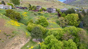 Bird's eye view with a mountain view