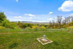 View of yard with a mountain view