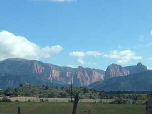Mountain view featuring a rural view
