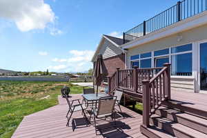 Wooden terrace with outdoor dining area