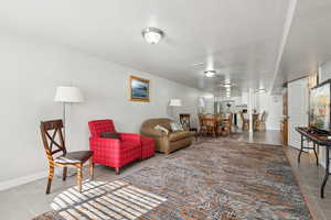 View of tiled living room