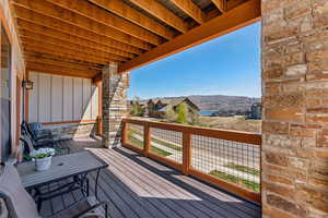 Deck featuring a mountain view