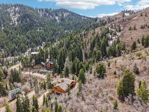 Property view of mountains featuring a view of trees