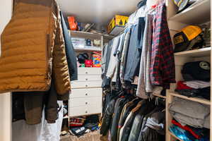 Walk in closet featuring carpet