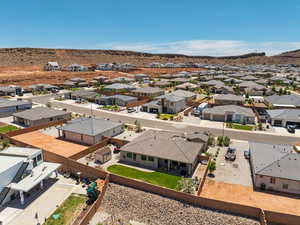 Aerial perspective of suburban area featuring mountains