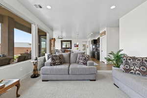 Living area featuring recessed lighting