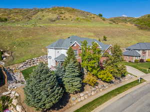 Drone / aerial view with a mountain view