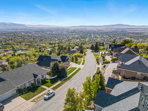 Drone / aerial view with a mountain view and a residential view