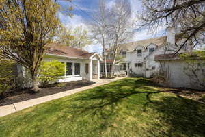 View of yard featuring fence