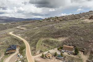 Drone / aerial view featuring a mountain view