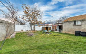 View of yard featuring a fenced backyard