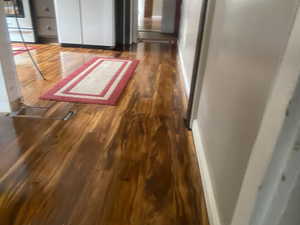 Interior space with baseboards and wood finished floors