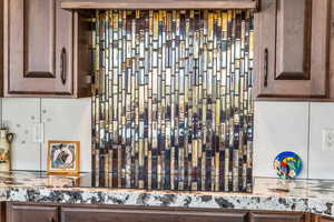 Details featuring dark brown cabinets