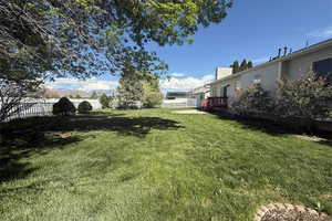 View of yard featuring a fenced backyard