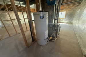 Utility room featuring water heater