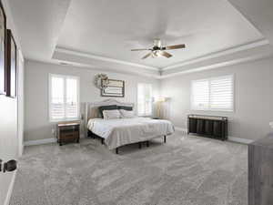 Primary suite with tray ceilings