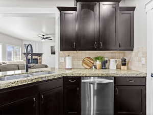 Kitchen with view of great room
