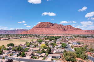 View of mountain background with nearby suburban area