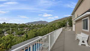 Balcony with a mountain view