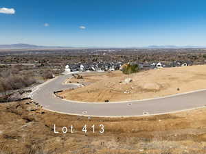 Birds eye view of property featuring a mountain view and a residential view