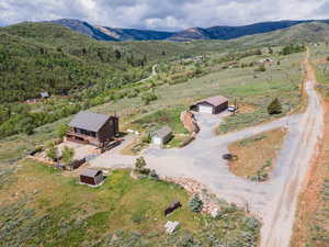 View of subject property with a mountainous background