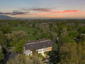 Aerial view featuring a water and mountain view