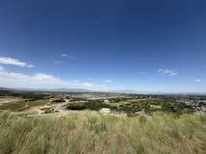 Bird's eye view of a mountainous background