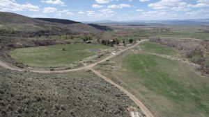 Drone / aerial view with a mountain view