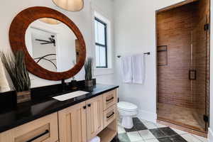 Casita bathroom with tiled stall shower. Bathroom 3