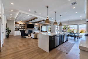 Ample recessed lighting throughout for extra light