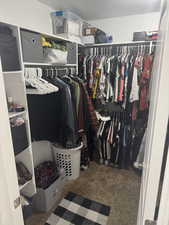 Spacious closet featuring carpet flooring