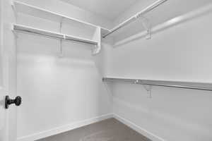 Walk in closet with carpet