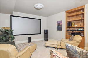 Home theater with built in shelves