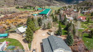 Aerial view featuring a mountain view