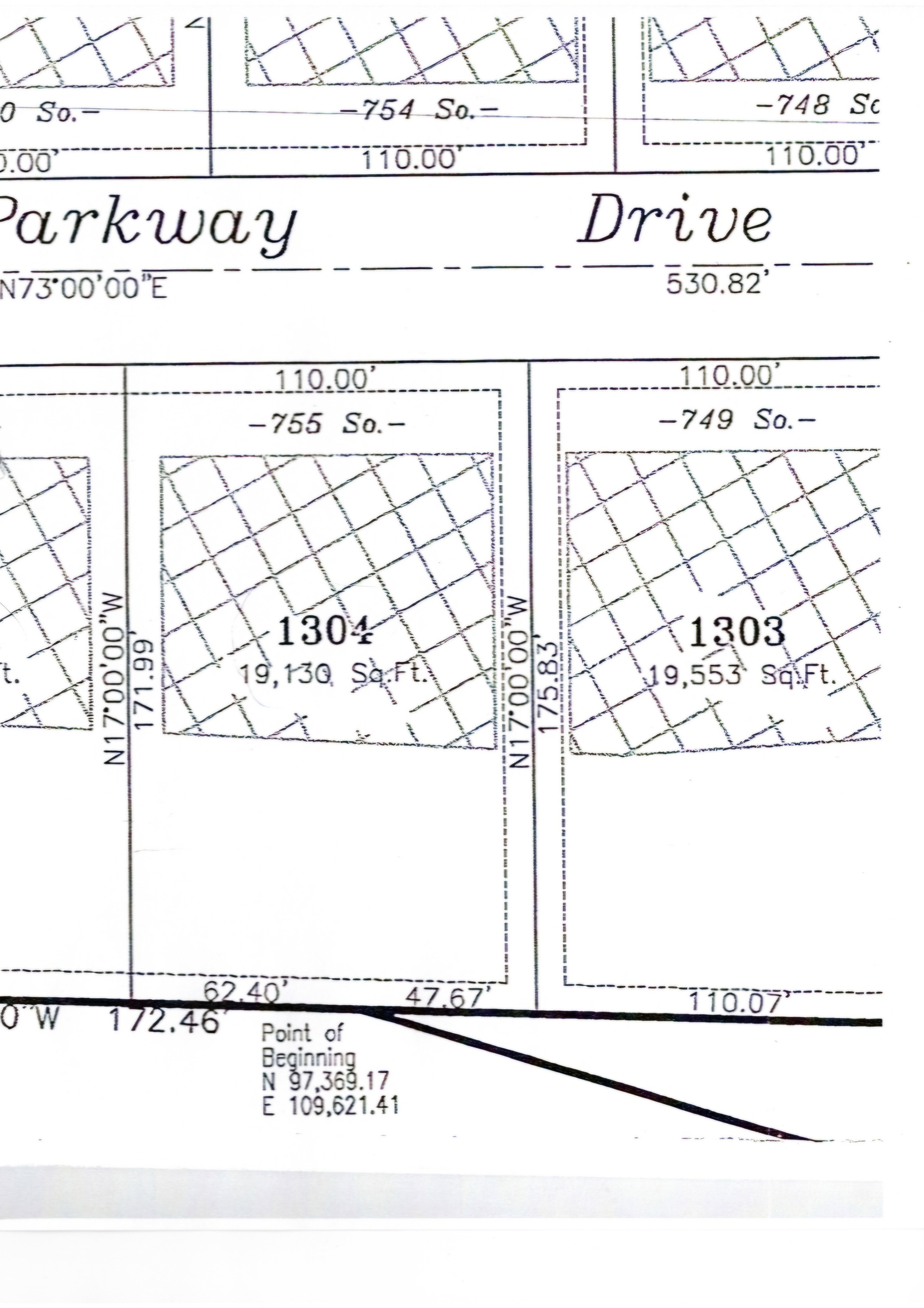 Map showing property parcels