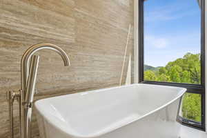 Bathroom view of a soaking tub