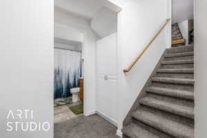 Stairs with carpet floors