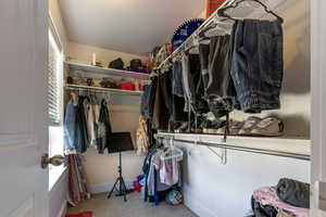 Spacious closet with carpet flooring