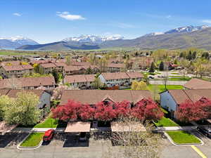 Aerial view with a residential view and a mountain view