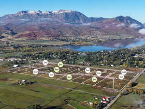 Aerial view of a water and mountain view