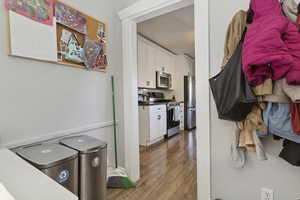 Interior space with wood finished floors