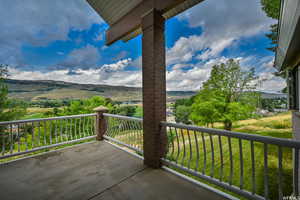 Balcony with a mountain view